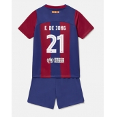 Barcelona Frenkie de Jong #21 Hjemmebanetrøje Børn 2023-24 Kort ærmer (+ bukser)