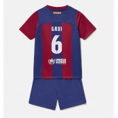 Barcelona Paez Gavi #6 Hjemmebanetrøje Børn 2023-24 Kort ærmer (+ bukser)