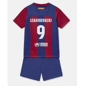 Barcelona Robert Lewandowski #9 Hjemmebanetrøje Børn 2023-24 Kort ærmer (+ bukser)